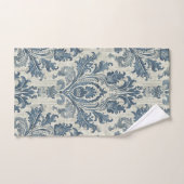 Luxuriöser Blue Damask auf Cream Background Badhandtuch Set (Handtuch)