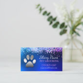 Luxuriöser Blue Glitzer Dog Paw Pet Grooming Servi Visitenkarte (Stehend Vorderseite)