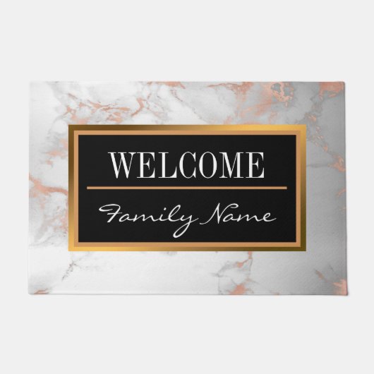 Luxuriöser Blush Glitzer Weißrosa Marmor Fußmatte (Vorderseite)