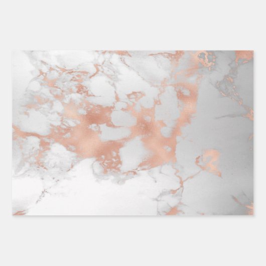 Luxuriöser Blush Glitzer Weißrosa Marmor Geschenkpapier Set (Vorderseite 2)