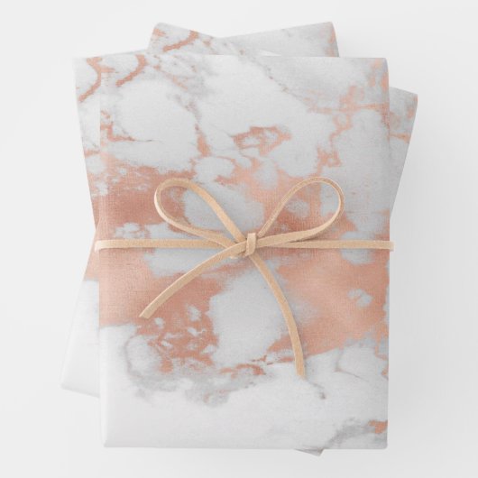 Luxuriöser Blush Glitzer Weißrosa Marmor Geschenkpapier Set (Beispiel)