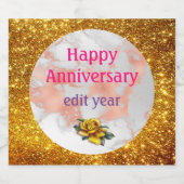 Luxuriöser Blush Glitzer Weißrosa Marmor Schaumweinetikett (Einzelnes Label)