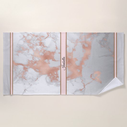 Luxuriöser Blush Glitzer Weißrosa Marmor Strandtuch (Vorderseite)