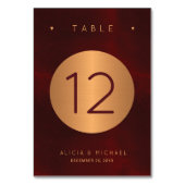 Luxuriöser bordeauxroter Glitzer Tischnummer (Rückseite)