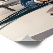 Luxuriöser Bulldog auf Privatyacht mit Champagner Poster (Ecke)