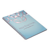 Luxuriöser Chic Elegante Rosa Grenze auf Aquamarin Notizblock (Rechte Seite)