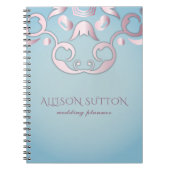 Luxuriöser Chic Elegante Rosa Grenze auf Aquamarin Notizblock (Vorderseite)