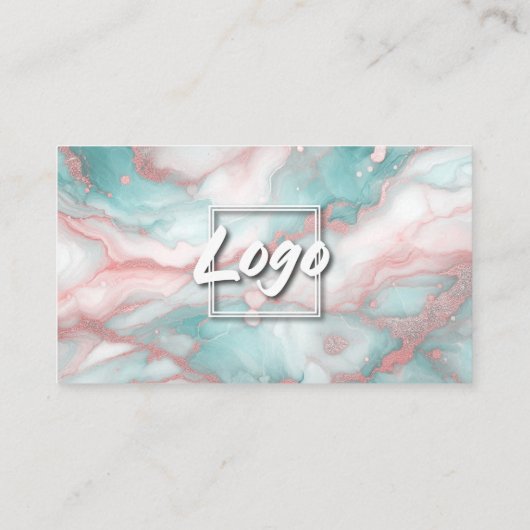 Luxuriöser Chic Glitzer Vein Marmor in Pastellfarb Visitenkarte (Rückseite)