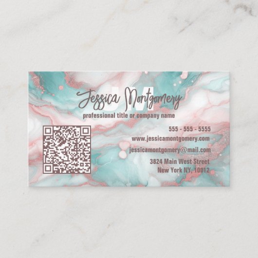 Luxuriöser Chic Glitzer Vein Marmor in Pastellfarb Visitenkarte (Vorderseite)