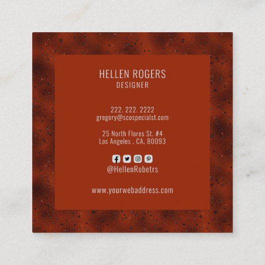 Luxuriöser dunkelroter monochromatischer Hintergru Quadratische Visitenkarte (Rückseite)