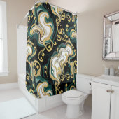 Luxuriöser Duschvorhang aus Gold und Marmor (Beispiel)