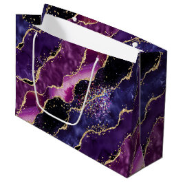 Luxuriöser Edelstein Lila Gold Glitter Achat Große Geschenktüte