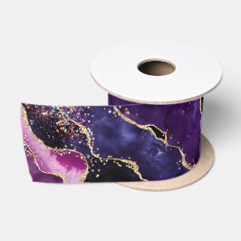 Luxuriöser Edelstein Lila Gold Glitter Achat Satinband