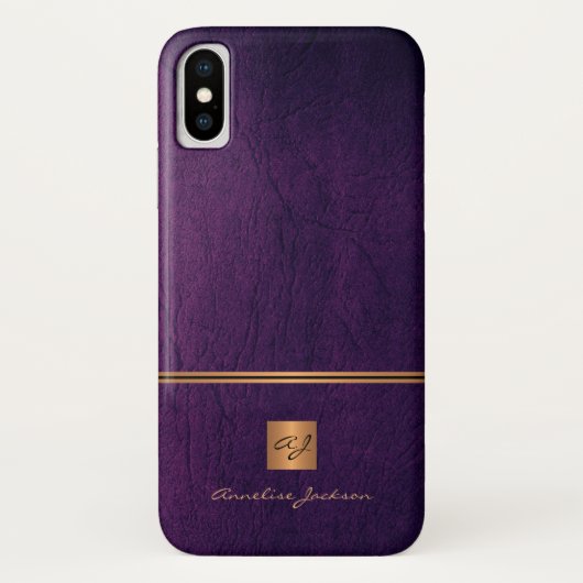 Luxuriöser eleganter Glitzer lila mit Monogramm Case-Mate iPhone Hülle (Rückseite)