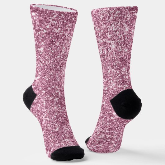 Luxuriöser Funkelnd Dusty Pink Glitzer Socken (Gewinkelt)