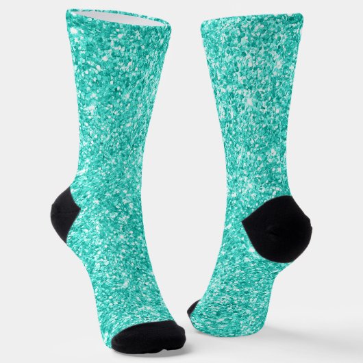 Luxuriöser Funkelnd türkisfarbener Glitzer Socken (Gewinkelt)