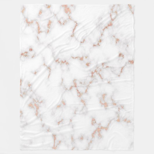 Luxuriöser Glitzer Rosa weißer Marmor Fleecedecke (Vorderseite)