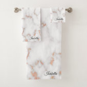 Luxuriöser Glitzer Rosa weißer Marmor individuell Badhandtuch Set (Insitu)