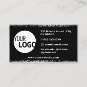 Luxuriöser Glitzer Silbergraue Grenzen mit Logo-Fo Visitenkarte (Rückseite)