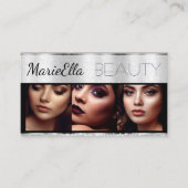 Luxuriöser Glitzer Silbergraue Grenzen mit Logo-Fo Visitenkarte (Vorderseite)