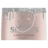 Luxuriöser Glitzer Silver Tropfens Rose Gold Sweet Große Geschenktüte (Vorderseite)