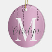Luxuriöser Glitzer Tropfen Deep Rose Pink Girly Keramik Ornament (Links)