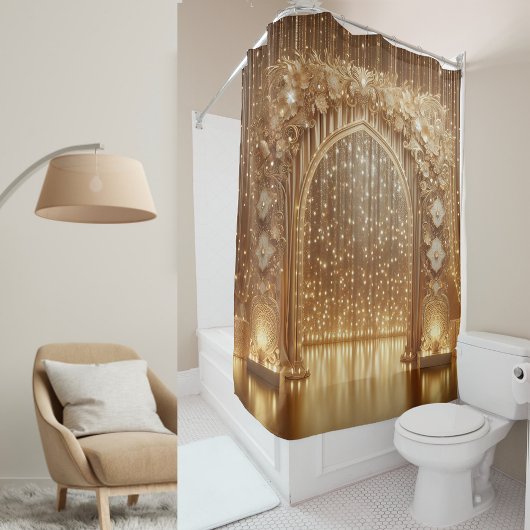 Luxuriöser Gold Celebration Arch: Elegante Hochzei Duschvorhang