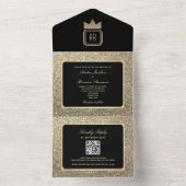 Luxuriöser Gold Glitzer und Black Wedding All In One Einladung (Innen Boden)