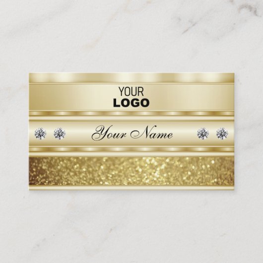 Luxuriöser Gold-Sparkling-Glitzer mit Logo-Elegant Visitenkarte (Vorderseite)