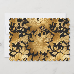 Luxuriöser goldener Blumenprint auf schwarzem Hint Einladung