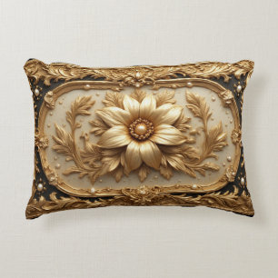 Luxuriöser goldener Blumenrahmen Dekokissen