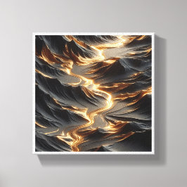 Luxuriöser goldener Fluss abstrakt - Moderne dunkl Leinwanddruck