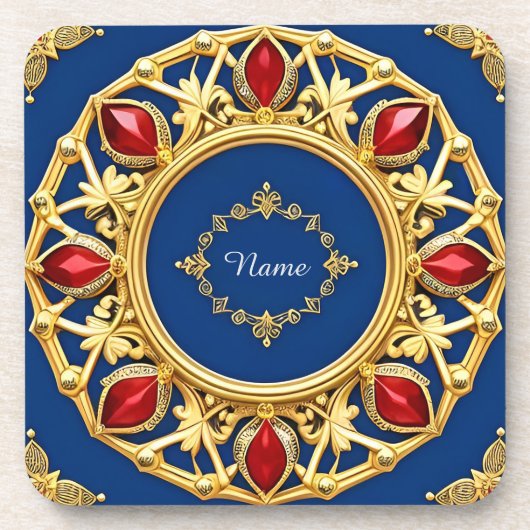 Luxuriöser Goldener Herzrahmen Getränkeuntersetzer (Vorderseite)