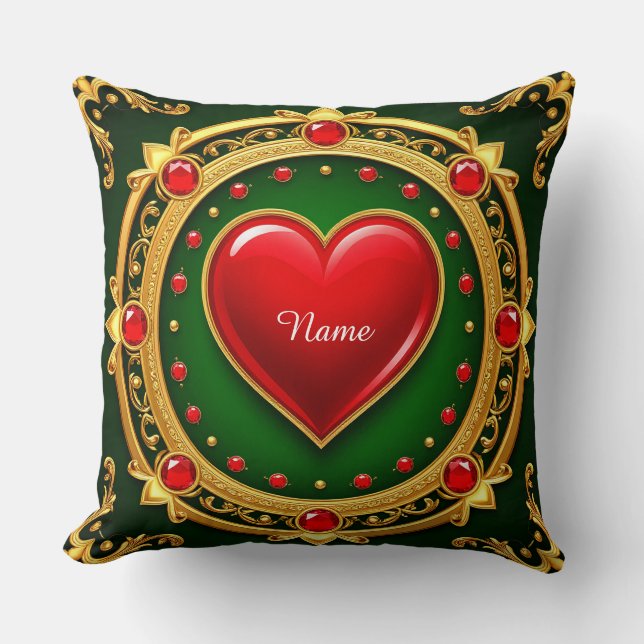 Luxuriöser Goldener Herzrahmen Kissen (Vorderseite)