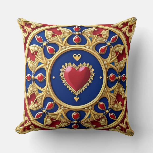 Luxuriöser Goldener Herzrahmen Kissen (Vorderseite)
