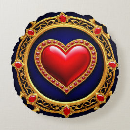 Luxuriöser Goldener Herzrahmen Rundes Kissen