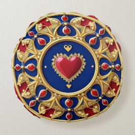 Luxuriöser Goldener Herzrahmen Rundes Kissen