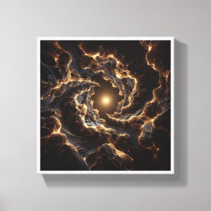 Luxuriöser goldener kosmischer Wirbel - Abstrakter Leinwanddruck