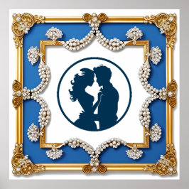 Luxuriöser goldener Rahmen mit Perlen verziert Poster