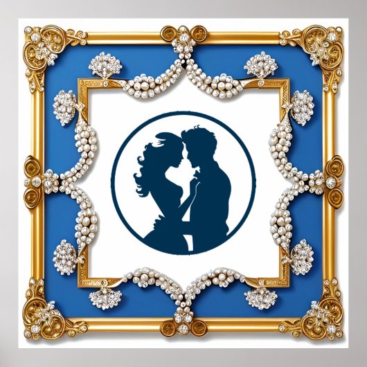 Luxuriöser goldener Rahmen mit Perlen verziert Poster (Vorne)