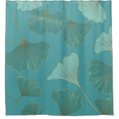 Luxuriöser Goldginkgo, Vintage Tapete. Duschvorhang (Vorderseite)