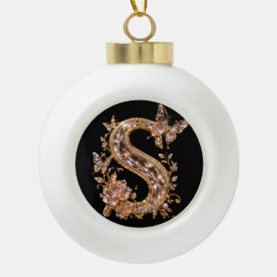 Luxuriöser Goldkristallbuchstabe S Königliches M Keramik Kugel-Ornament
