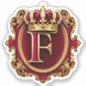 Luxuriöser Goldrahmen mit gekröntem Monogramm Aufkleber (Vorderseite)
