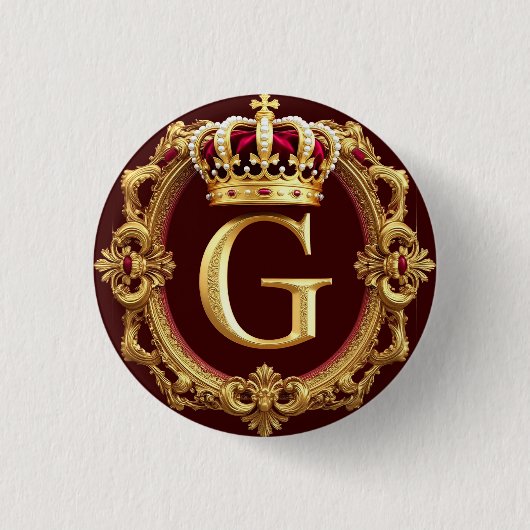 Luxuriöser Goldrahmen mit gekröntem Monogramm Button (Vorderseite)