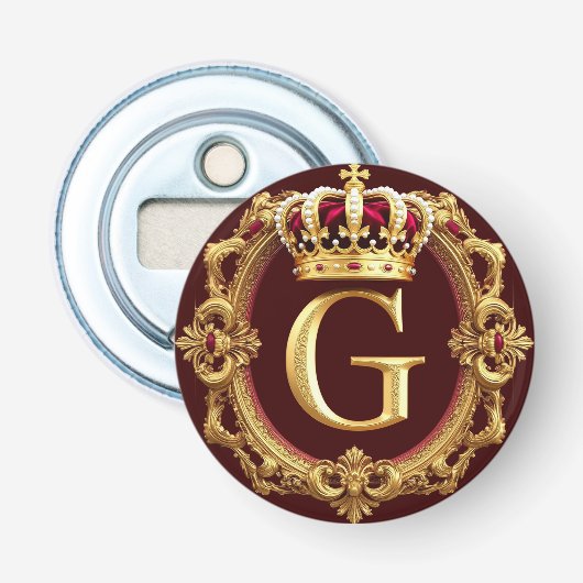 Luxuriöser Goldrahmen mit gekröntem Monogramm Flaschenöffner (Vorderseite)