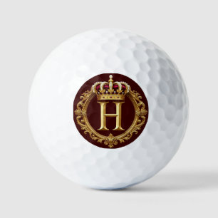 Luxuriöser Goldrahmen mit gekröntem Monogramm Golfball