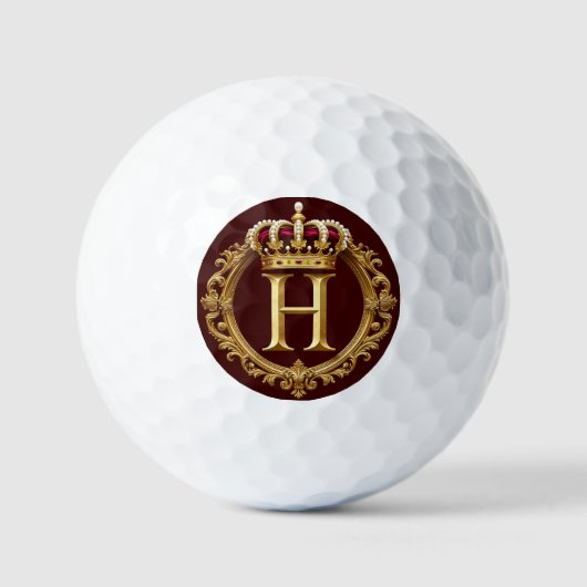 Luxuriöser Goldrahmen mit gekröntem Monogramm Golfball (Vorderseite)