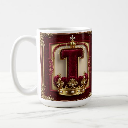 Luxuriöser Goldrahmen mit gekröntem Monogramm Kaffeetasse (Links)