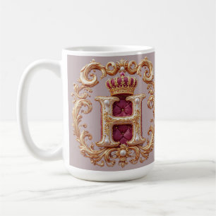 Luxuriöser Goldrahmen mit gekröntem Monogramm Kaffeetasse