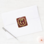 Luxuriöser Goldrahmen mit gekröntem Monogramm Quadratischer Aufkleber (Umschlag)